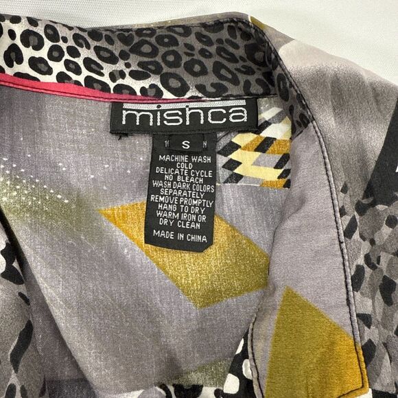 Mishca Boho Front‎ Tie Patchwork Animal Blouse Womens S - Artsy Retro Boho - Picture 3 of 7